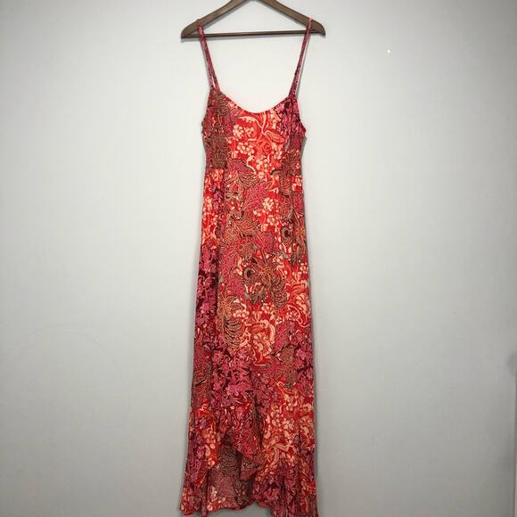FP Intimately Forever Yours Smocked Slip Dress Red Floral Maxi Dress M - Picture 4 of 11